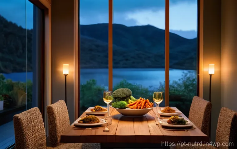 세로토닌을 높이는 저녁 식사 아이디어 - **Prompt 1: A tranquil evening dinner scene.**
    A woman in her late 20s, with a gentle smile, is ...
